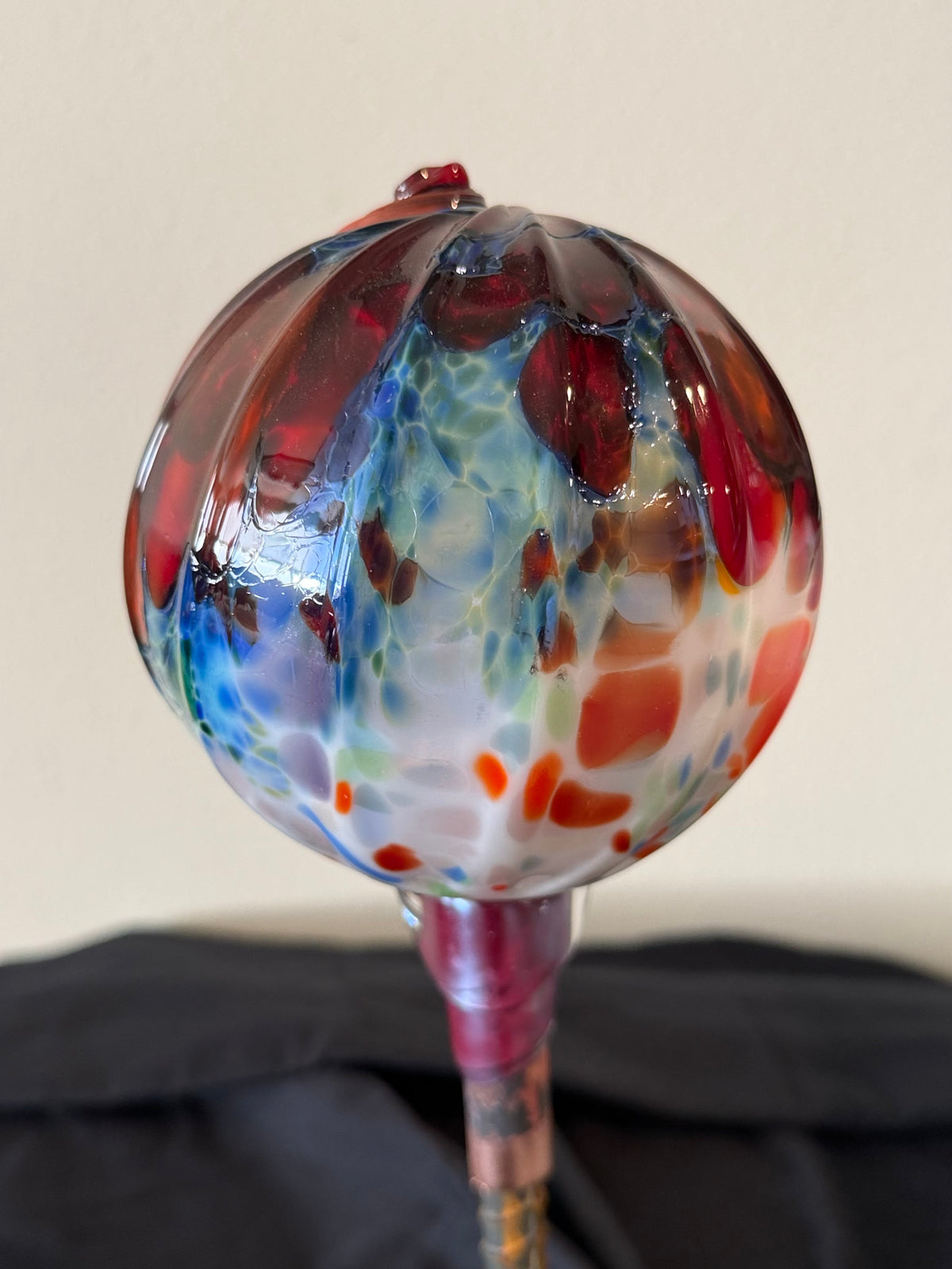 4.5” Red,blue and white lawn glass ornament