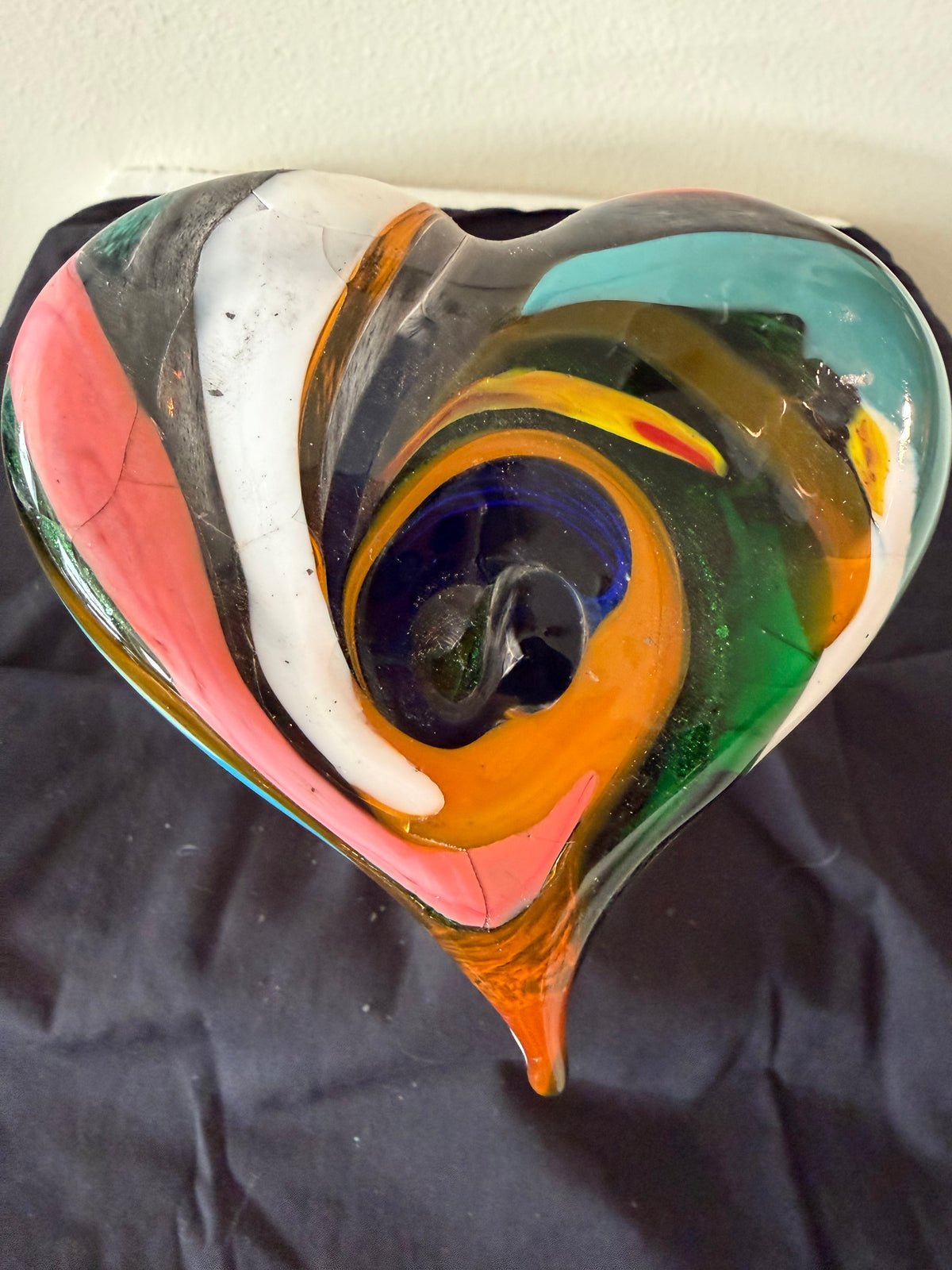 Multi colored Glass Heart for Garden